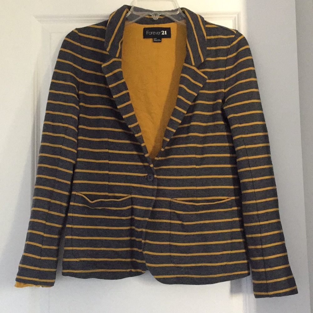 Gray/yellow striped blazer